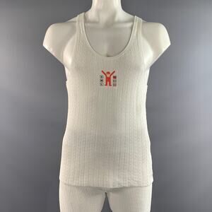 WALTER VAN BEIRENDONCK Size XL White Textured Viscose  Nylon Tank Top